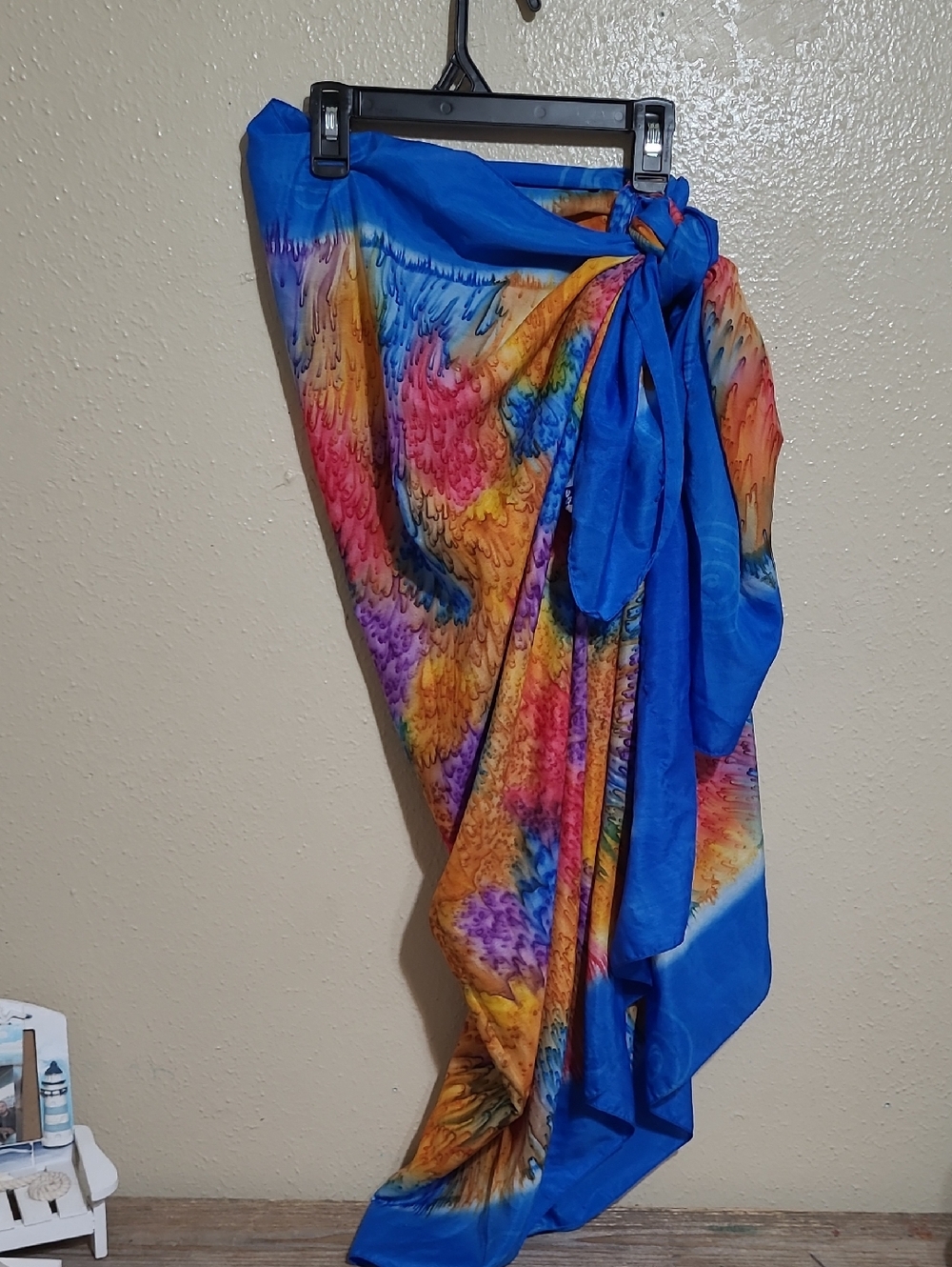 Women’s Blue Multicolor Swim Sarong Cover-Up